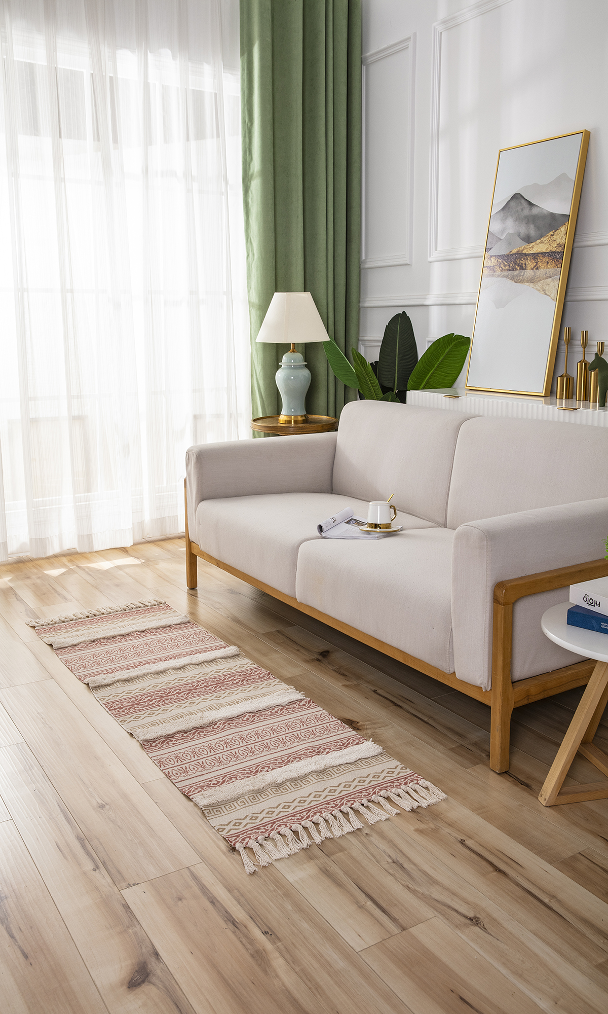 北欧风ins棉线流苏印花地垫