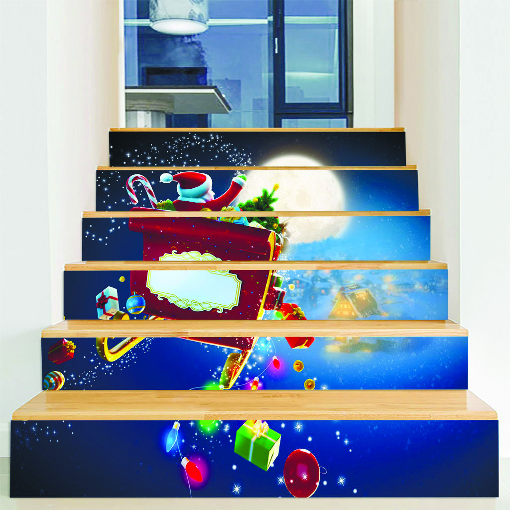 圣诞主题楼梯贴装饰贴画广告贴画防水