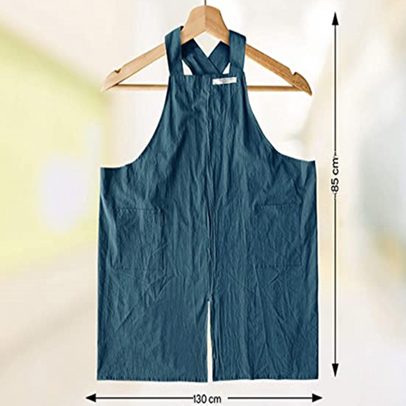 工厂直销交叉围裙女式和男式棉质围裙背部交叉围裙带口袋